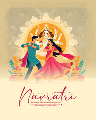 Happy navratri and Subh navaratri with ma durga social media post banner template