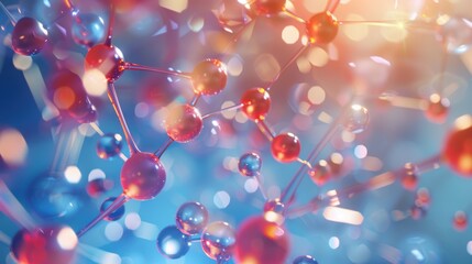 molecule or atom, Abstract structure for Science or medical background, 3d illustration, science, atom, abstract, chemistry, structure, blue, chemical, background