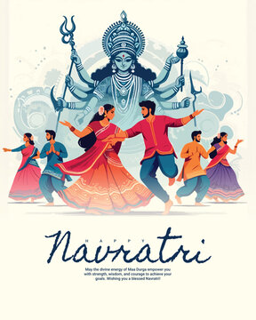 Happy navratri and Subh navaratri with ma durga social media post banner template