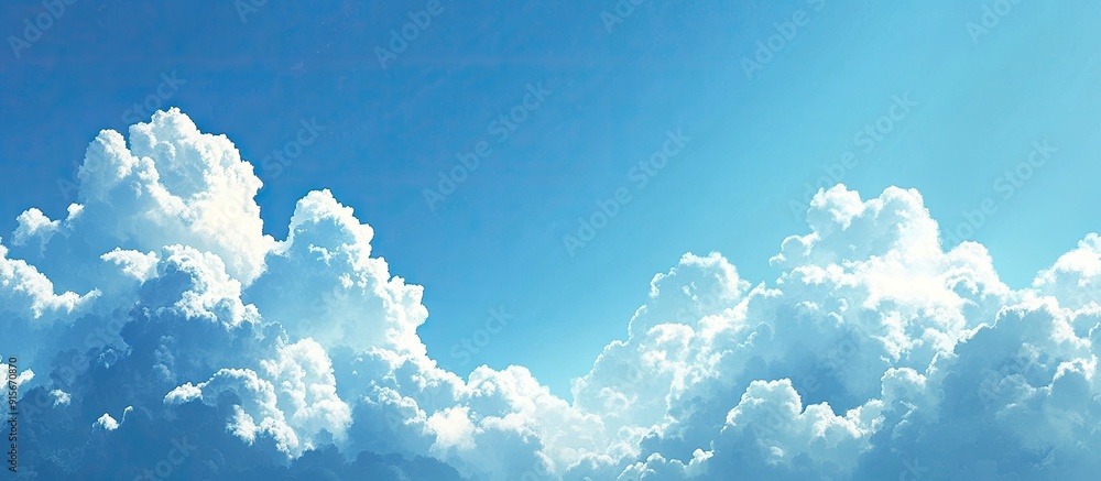 Aufkleber Deep blue sky with fluffy clouds. with copy space image. Place for adding text or design