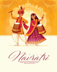 Happy navratri and Subh navaratri with ma durga social media post banner template