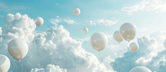 White helium balloon in the sky with blank space for advertisements. with copy space image. Place for adding text or design