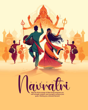Happy navratri and Subh navaratri with ma durga social media post banner template