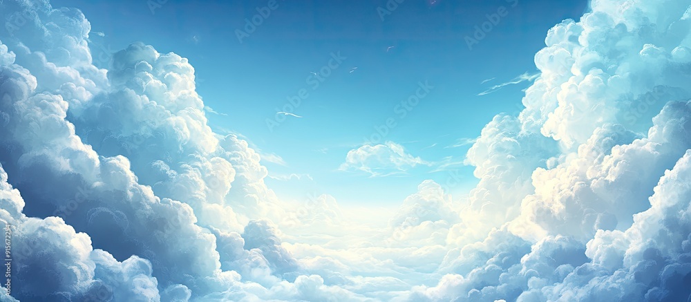 Aufkleber Blue sky with white and gray clouds. with copy space image. Place for adding text or design