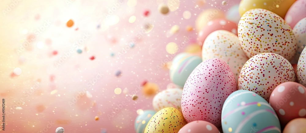 Leinwandbilder Background featuring multicolored Easter eggs. with copy space image. Place for adding text or design