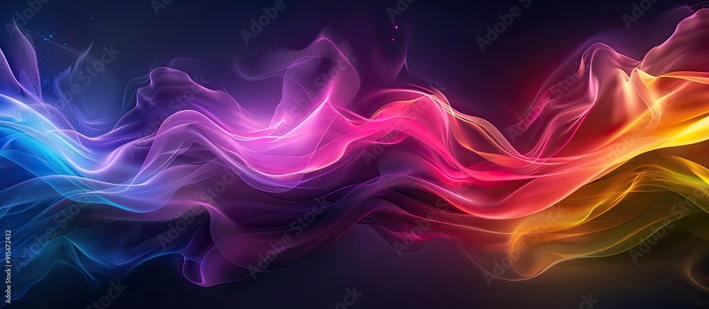 Aufkleber dark textured color gradient wave background featuring purple red yellow blue and green colors with 