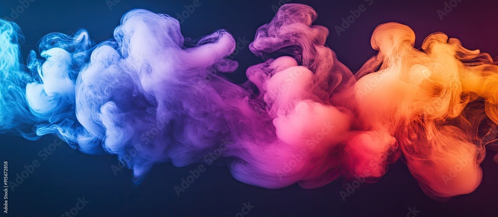 Poster vibrant smoke against a dark backdrop. with copy space image. place for adding text or design