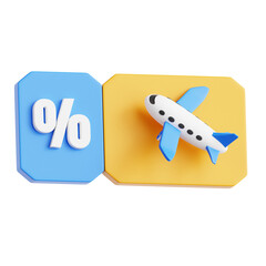PNG 3D Airplane Ticket icon isolated on a white background