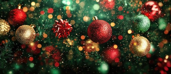 Christmas adornment on an abstract backdrop. with copy space image. Place for adding text or design