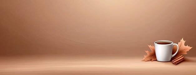 Enjoying a warm cup of autumn coffee surrounded by maple leaves