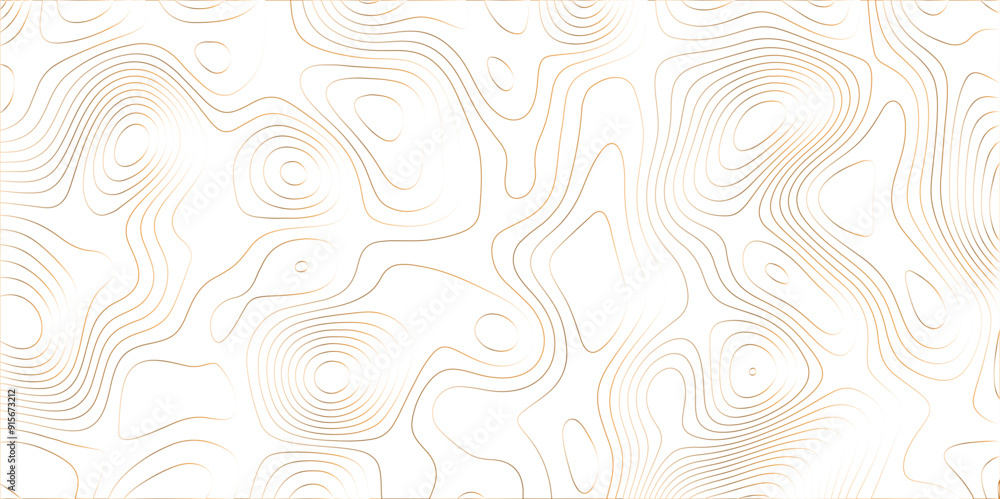 Poster Luxury golden wave lines of topographic design. Topography and geography map grid abstract backdrop. Panorama view gradient golden wave curve lines banner, wallpaper background design. vector.	
