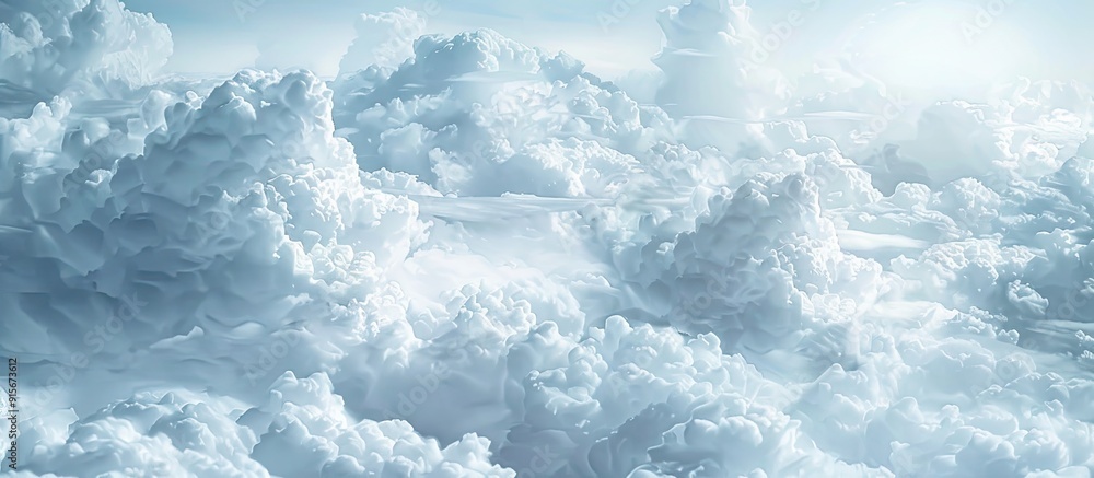 Poster small white clouds illuminated by bright sunshine against a deep blue sky. with copy space image. pl