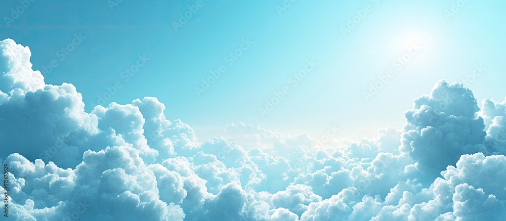 Aufkleber Blue sky with fluffy white clouds. with copy space image. Place for adding text or design