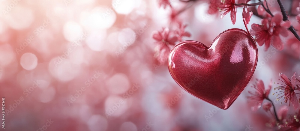 Poster Valentine s Day backdrop featuring a heart. with copy space image. Place for adding text or design