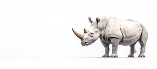 Fototapeta premium Rhinoceros toy model concept against a white background. with copy space image. Place for adding text or design