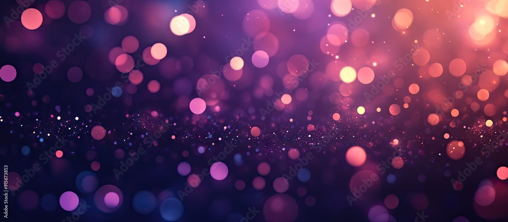 Aufkleber Blurred dots create an abstract bokeh background featuring white against a dark purple backdrop. with copy space image. Place for adding text or design