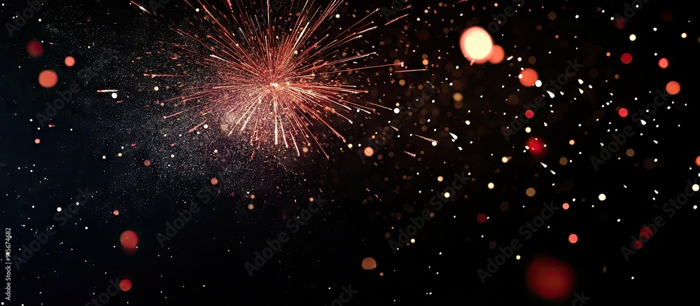 Aufkleber Vibrant fireworks show. with copy space image. Place for adding text or design