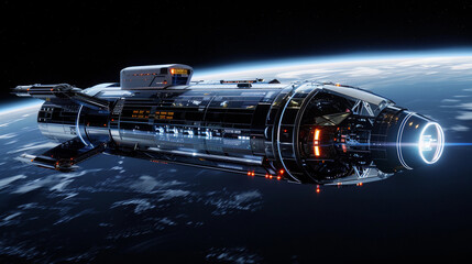 Futuristic Interstellar Spacecraft in Orbit
