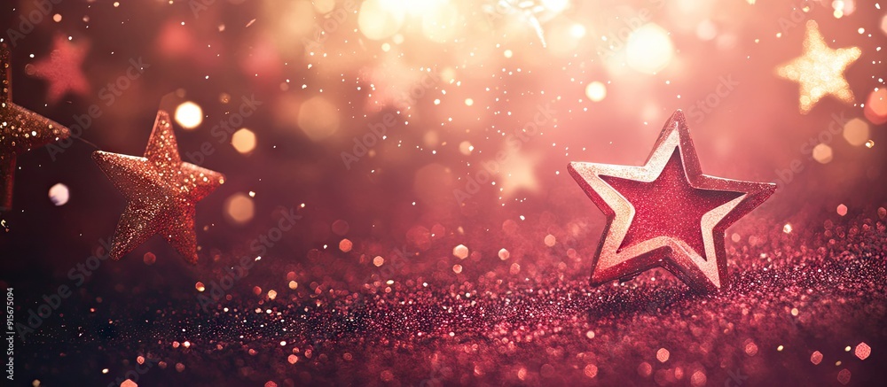 Fototapete elegant abstract festive background featuring bokeh lights and star texture. with copy space image. 