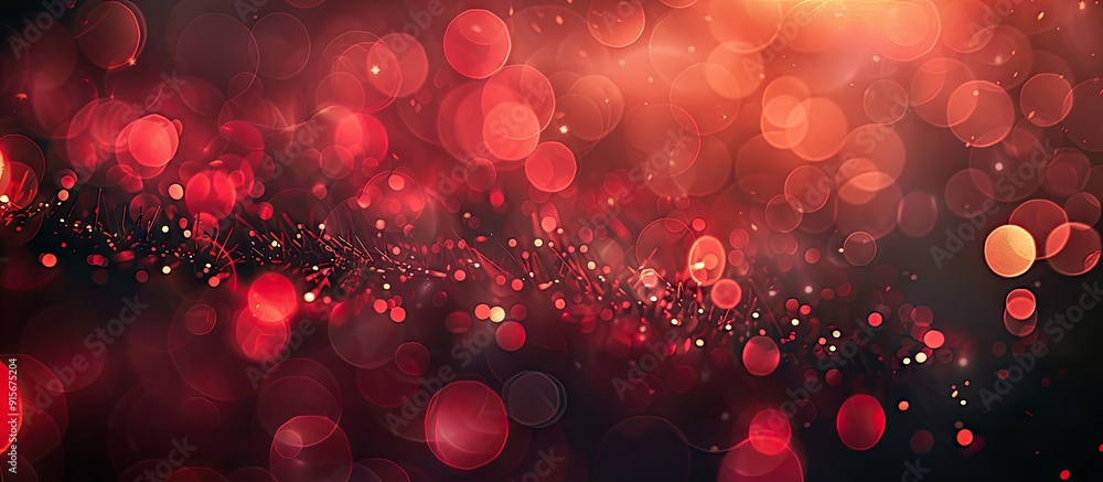 Aufkleber Unfocused abstract red bokeh on a black background Blurred and defocused numerous round lights. with copy space image. Place for adding text or design