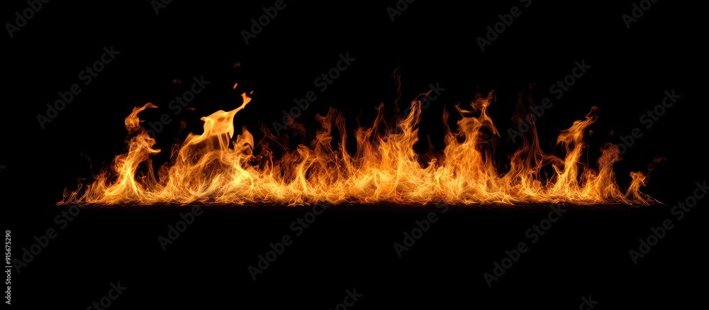 Poster the fire flames are flickering alone against a black background design template copyspace and horizo