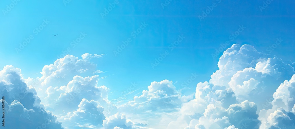 Aufkleber Clear blue sky with clouds. with copy space image. Place for adding text or design