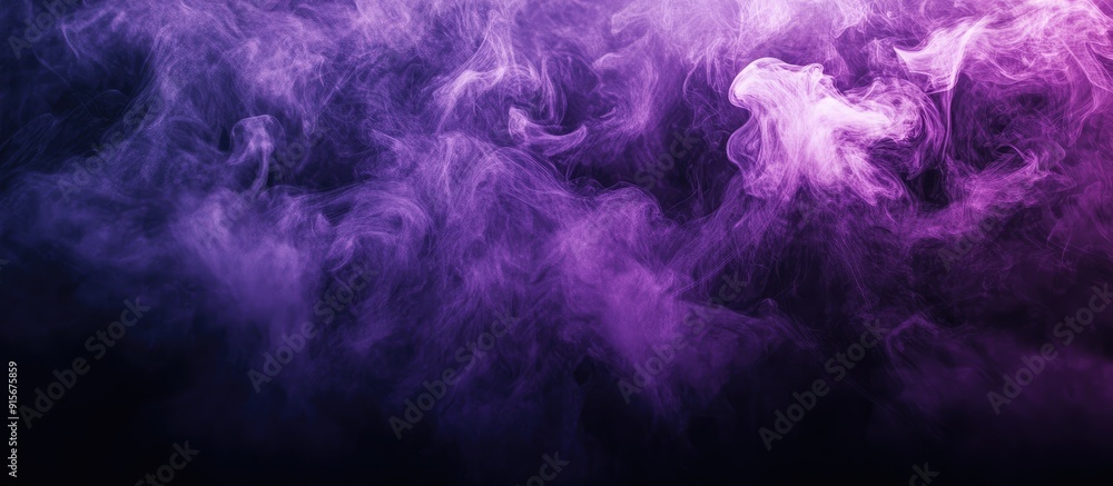 Leinwandbilder abstract black background featuring purple smoke studio shot. with copy space image. place for addin