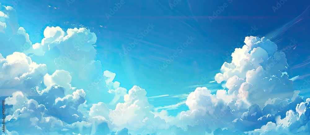 Canvas Prints a blue sky background with soft focus white clouds along with copy space