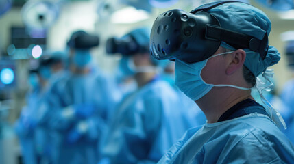 Doctors using VR for surgical simulation