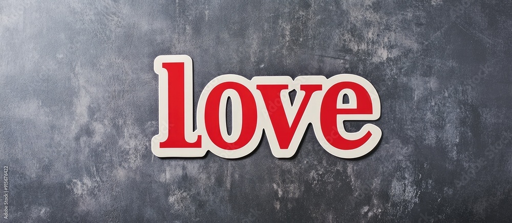 Poster sticker featuring the word love. with copy space image. Place for adding text or design