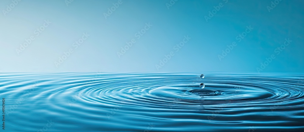 Aufkleber Water with ripples against a blue background. with copy space image. Place for adding text or design