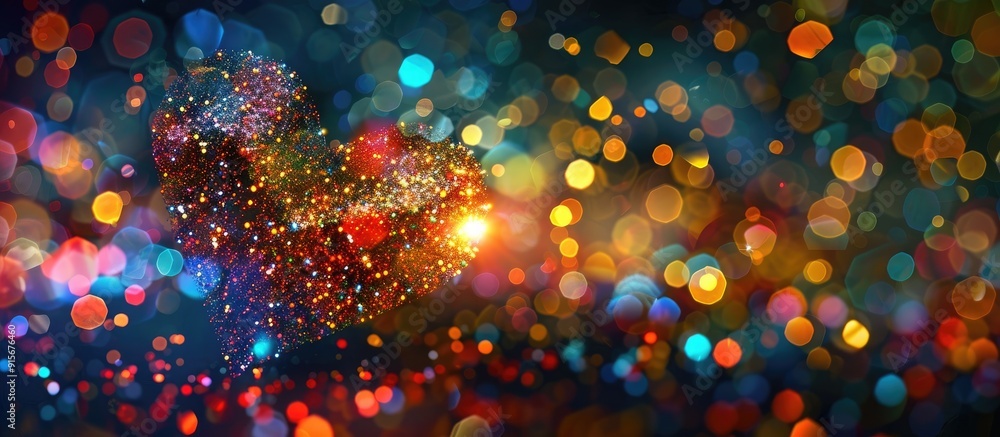 Aufkleber abstract beautiful pattern design with glittering vivid bright ornamental lights creates a heart sha
