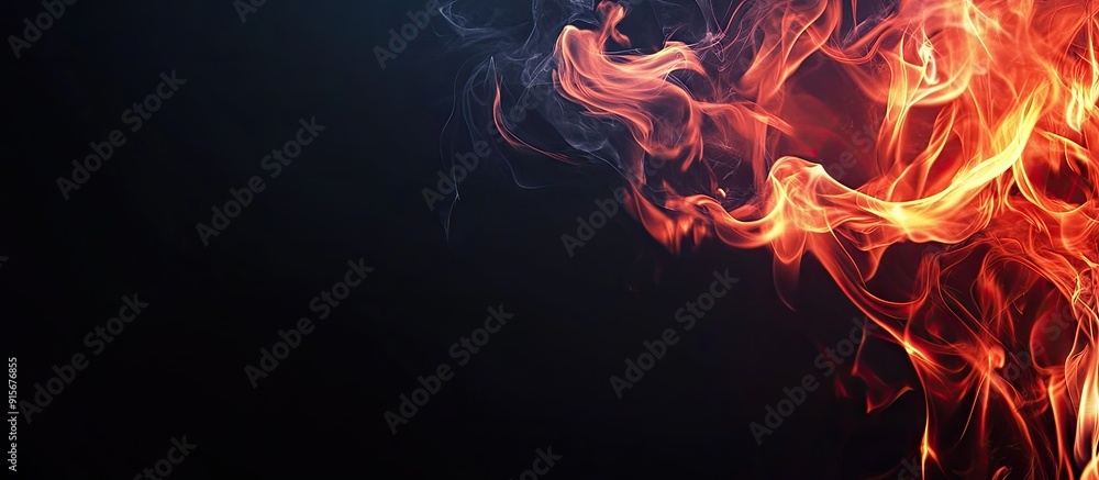 Poster the fire flames are flickering alone against a black background design template copyspace and horizo