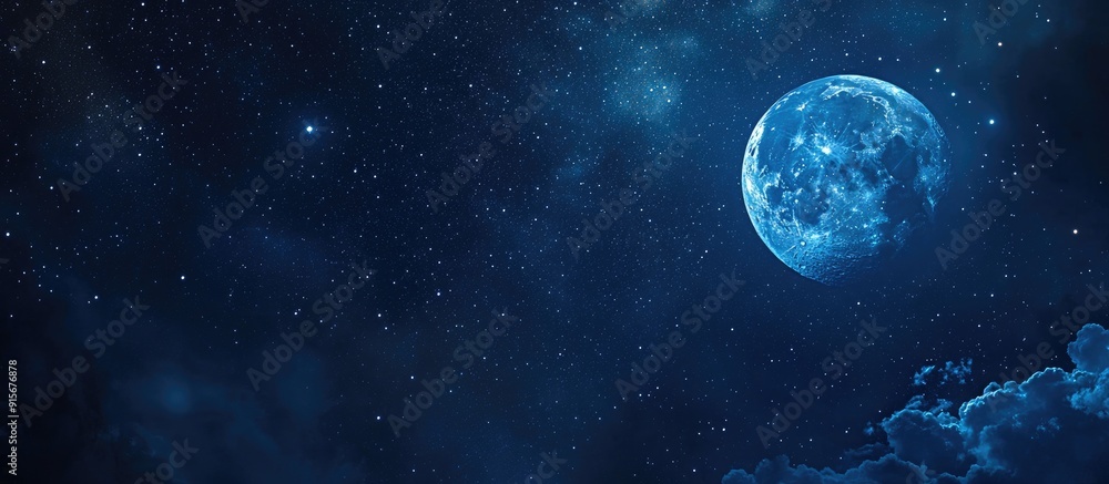 Aufkleber moon stars and dark sky night banner a deep blue starry space background transitioning into a dark n