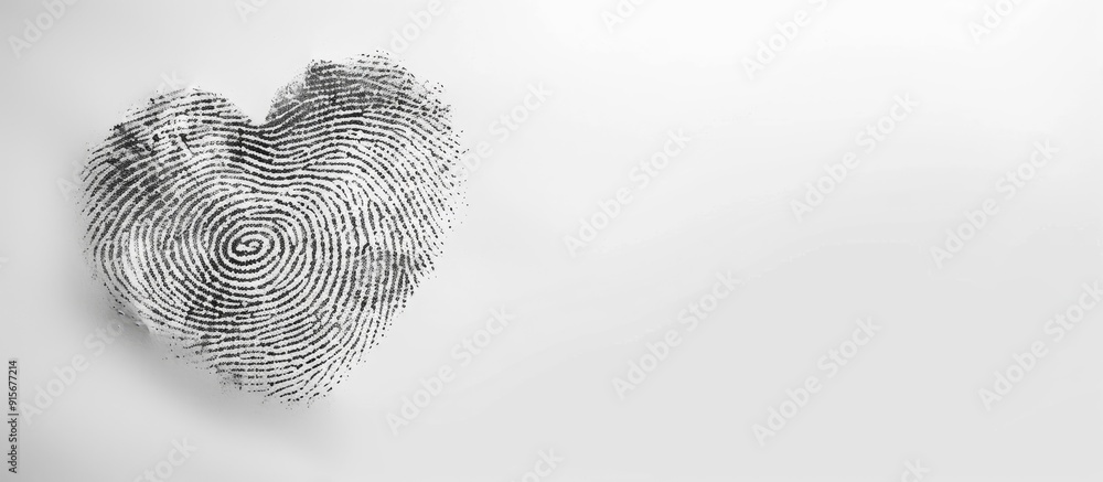 Poster Heart made of fingerprints on a white background. with copy space image. Place for adding text or design