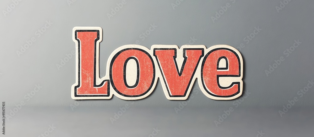 Poster sticker featuring the word love. with copy space image. place for adding text or design