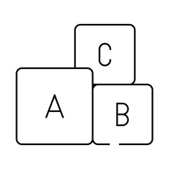 letters cubes line icon vector. letters cubes sign. isolated contour symbol black illustration