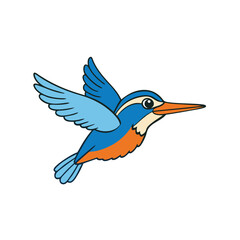 Flying kingfisher cartoon vector illustration on white background, perfect for clipart.