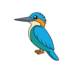 Flying kingfisher cartoon vector illustration on white background, perfect for clipart.
