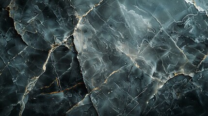 Aerial view of grey marble with darker veins and smoky patterns, bathed in soft evening light to highlight its modern and sleek patterns. --ar 16:9 --v 6.0 --s 250 --style raw