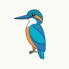 Flying kingfisher cartoon vector illustration on white background, perfect for clipart.