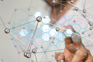 Connecting lines and dots.Big data visualization
