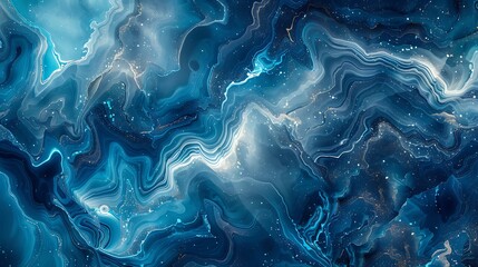 Fototapeta premium Blue and turquoise marble swirls reminiscent of ocean waves, photographed under soft diffused lighting to enhance the refreshing and vibrant colors. --ar 16:9 --v 6.0 --s 250 --style raw
