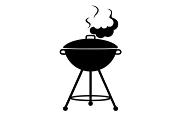 Silhouette of a Barbecue Grill with Smoke Vector Illustration