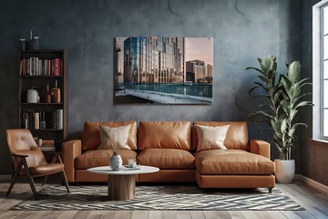 interior with sofa. 3d illustration
