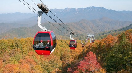 Experience breathtaking autumn foliage while riding the cable car in Miyamao Kusylishunji Mountain...