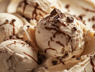 Decadent Delight: Vanilla Ice Cream with Chocolate Shavings and Drizzle