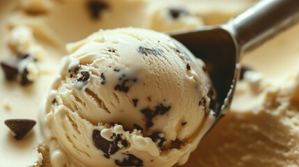 Stracciatella Splendor: Freshly Scooped Vanilla Ice Cream with Chocolate Chips