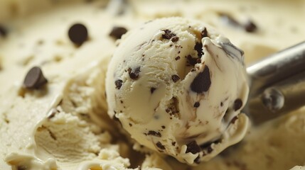 Stracciatella Splendor: Freshly Scooped Vanilla Ice Cream with Chocolate Chips