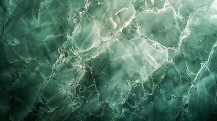 Obraz premium Close-up of mint green marble with white and dark green veins, illuminated by soft diffused lighting to highlight its fresh and modern patterns. --ar 16:9 --v 6.0 --s 250 --style raw
